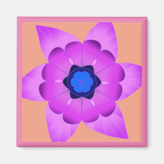 Rosa och Blå blomma Magnet