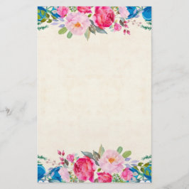 Rosa och Blå blomman Ram Finare Brevpapper