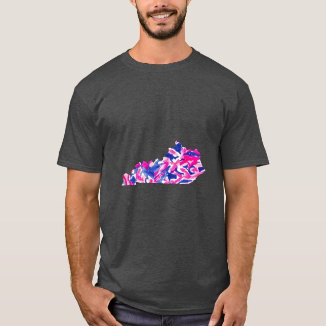 Rosa och Blå Blommig Kentucky Överstorlek T Shirt (Framsida)