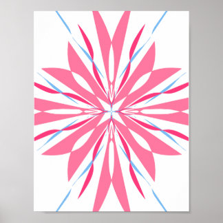 Rosa och Blå Blommig Mandala Abstrakt Konsttryck Poster