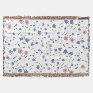 Rosa och Blå Blommig Sömlös Mönster Filt