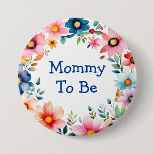 Rosa och blå Blommigt Mamma som ska vara babyskor Knapp