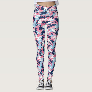 Rosa och Blå Camouflage Leggings