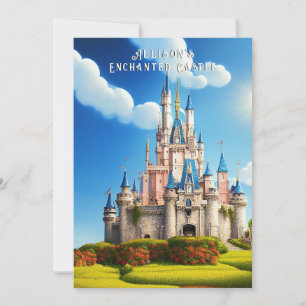 Rosa och Blå Castle Princess Krona Inbjudningar