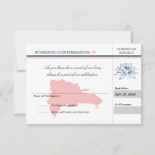 Rosa och Blå Dominikanska Republiken RSVP OSA Kort