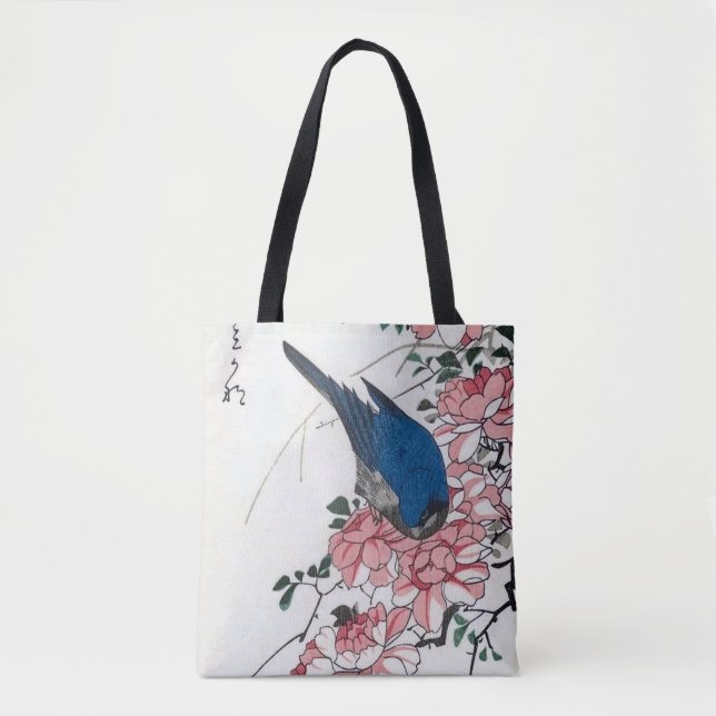 Rosa och blå fågel, Hiroshige, Ukiyo-e Tygkasse (Framsida)