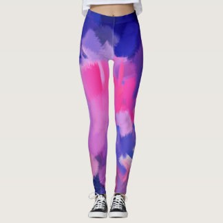 Rosa och blå färgplatta leggings