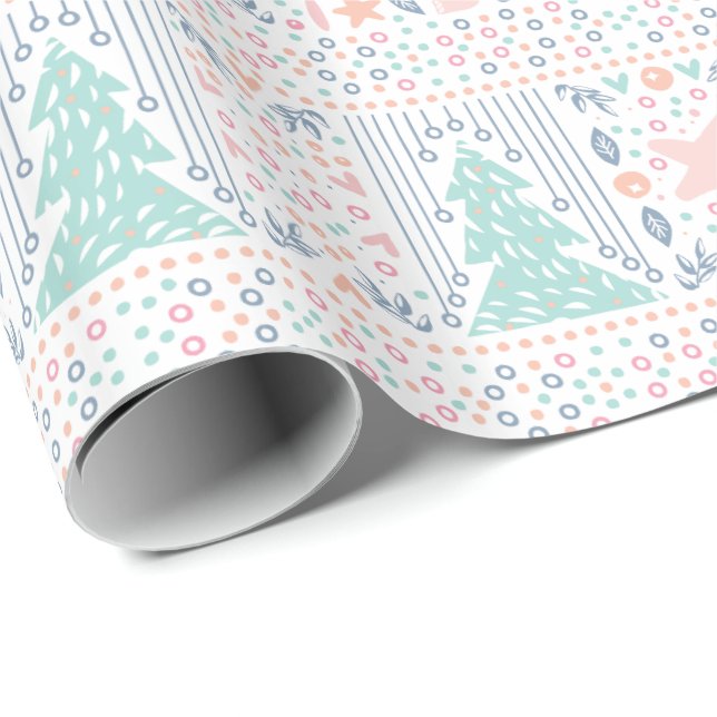 Rosa och blå fin julklappsinslagningspapper presentpapper (Rullad Hörn)