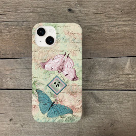 Rosa och blå fjärilar och Ro med Monogram