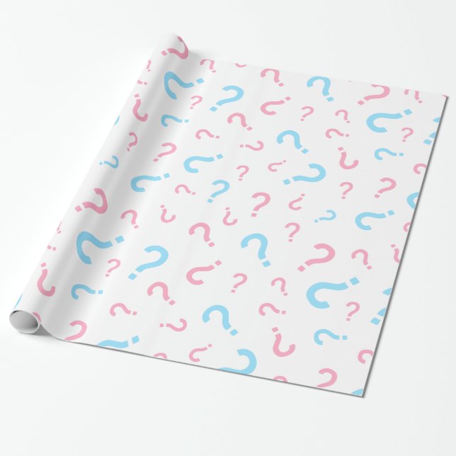 Rosa och Blå Frågetecken Könsutlysning  Presentpapper (Utrullad)