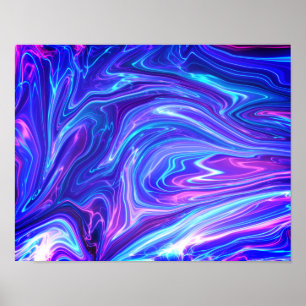 Rosa och blå Galaxy-Abstrakt Poster