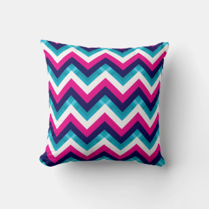 Rosa och blå geometrisk Chevron Mönster Kudde