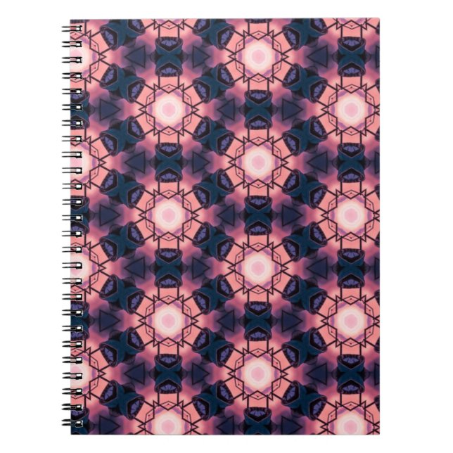 Rosa och blå geometrisk form Mönster Anteckningsbok (Framsidan)