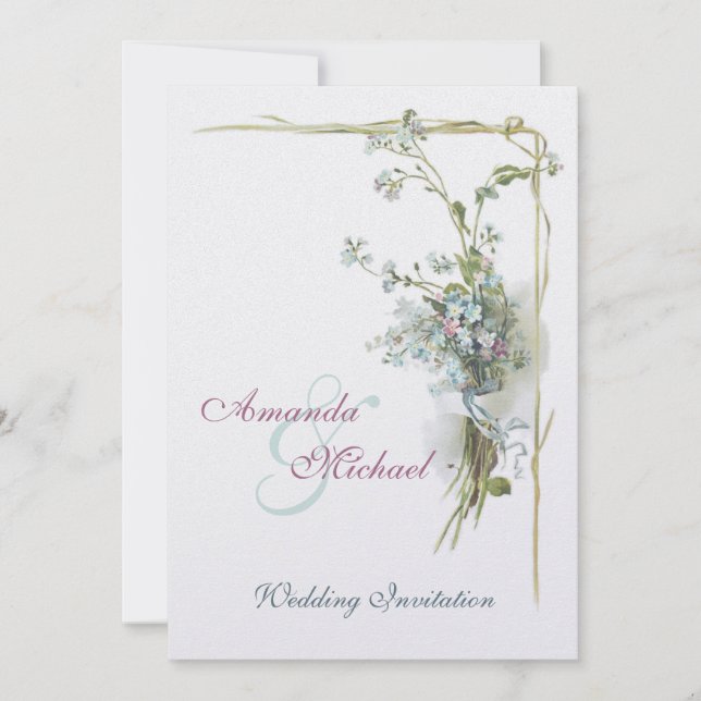 Rosa och blå glöd-minnen-bröllop inbjudningar (Framsida)