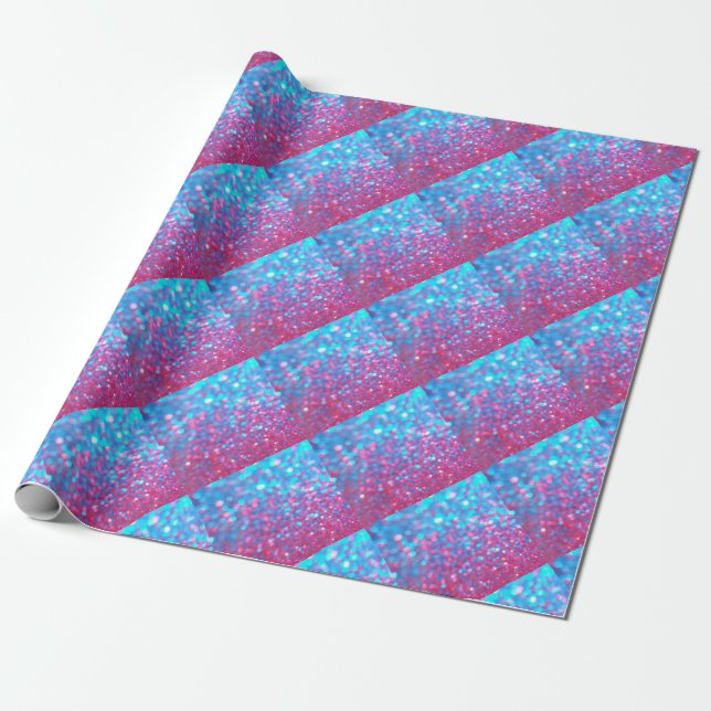 Rosa och blå Gnistran Glitter Presentpapper (Utrullad)