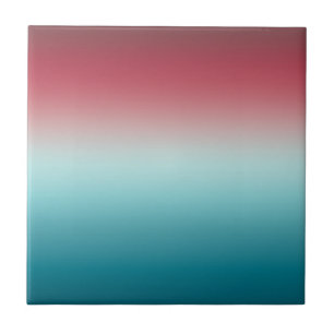 Rosa och blå gradient Dusty Ro Aqua & Teal Ombre Kakelplatta