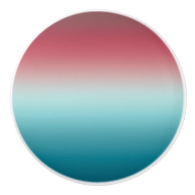 Rosa och blå gradient Dusty Ro Aqua & Teal Ombre Knopp (Framsidan)