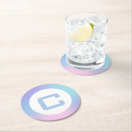 Rosa och blå gräns på vitt underlägg papper rund