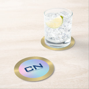 Rosa och blå guld underlägg papper rund