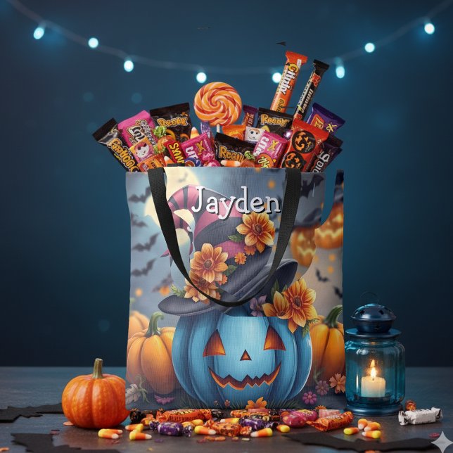 Rosa och blå Halloween-pumpa personlig Tygkasse (Skapare uppladdad)