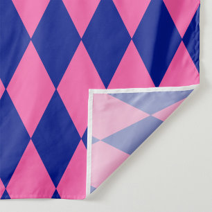 Rosa och blå harlekinrutig design tyg