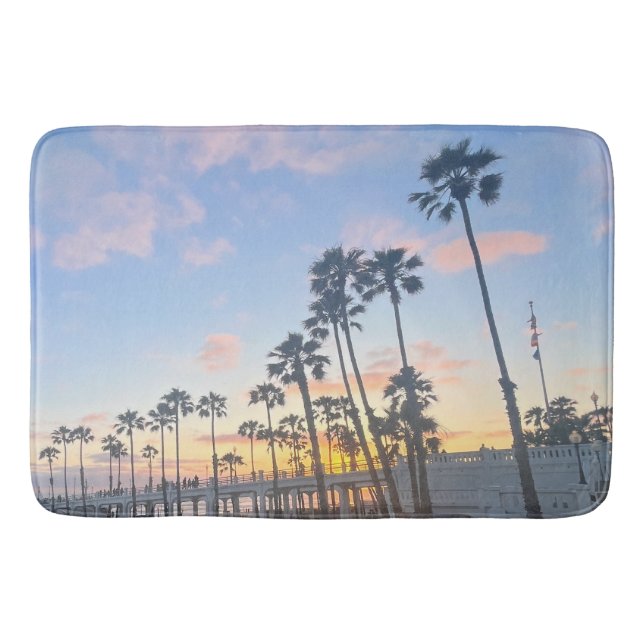 Rosa och Blå himmel Sunset i Oceanside California Badrumsmatta (Framsidan)