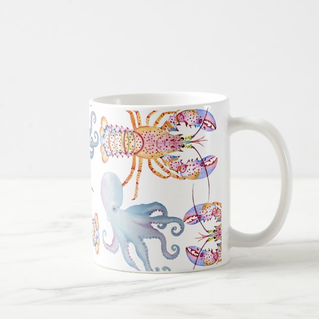 Rosa och blå hummer kaffemugg (Höger)