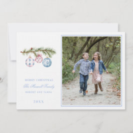 Rosa och blå julprydnadsföremål inbjudningar