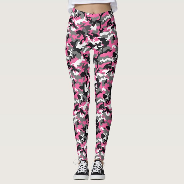 Rosa och Blå Kamouflageleggings Leggings (Framsida)