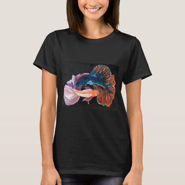 Rosa och blå kampfiskar t shirt (Framsida)