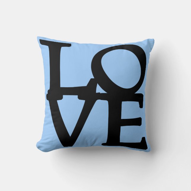 Rosa och Blå KÄRLEK Pillow Kudde (Framsida)