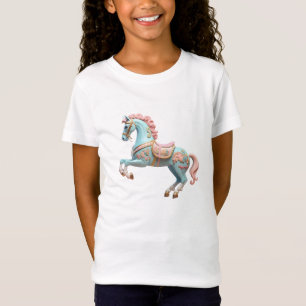Rosa och blå karusellhäst t shirt