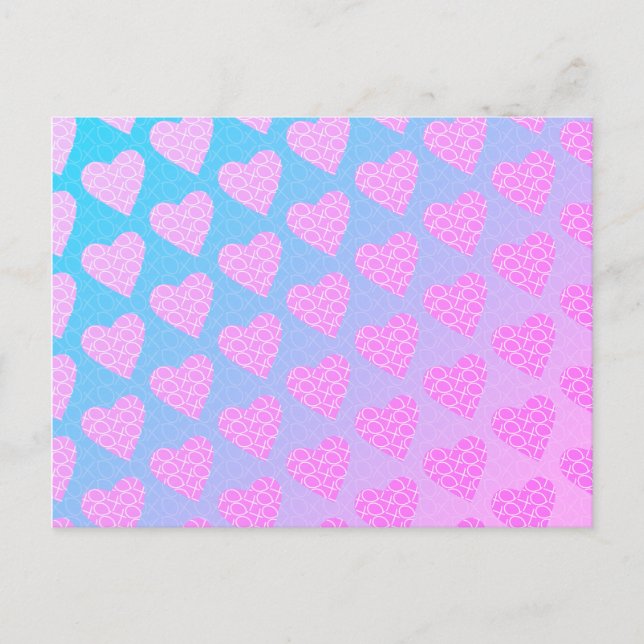 Rosa och Blå Klotterhjärtan Alla Hjärtans Dag    Vykort (Framsida)