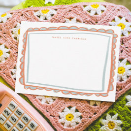 Rosa och Blå Målad Kammussla Personligt Namn Anteckningskort