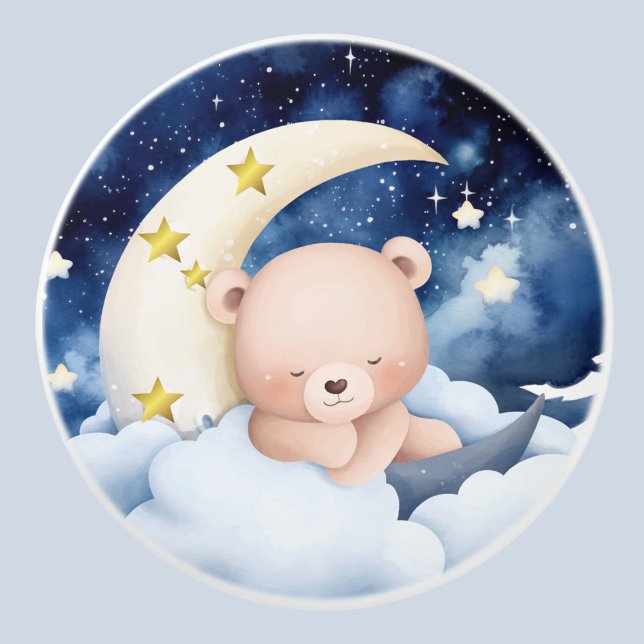 Rosa och Blå Måne och Teddy Nursery Decor Knopp (Skapare uppladdad)