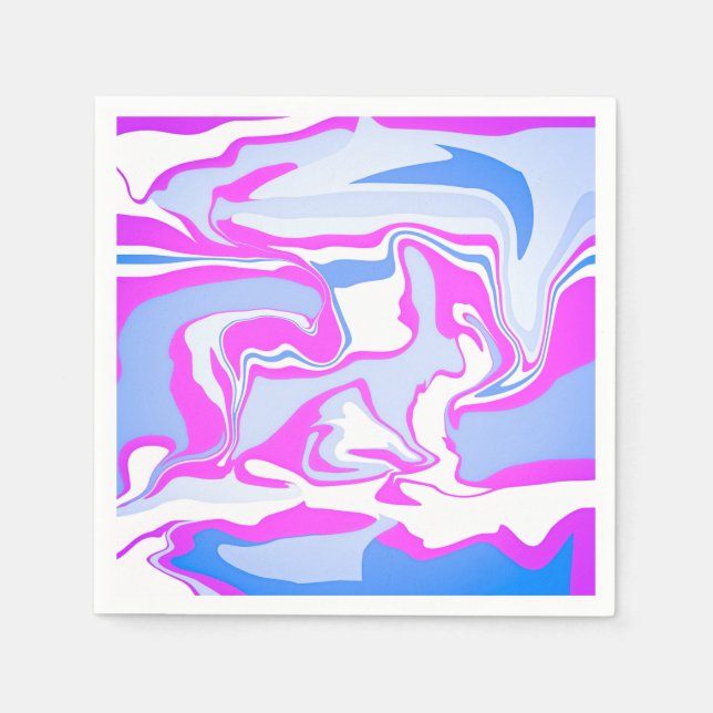 Rosa och blå marbling pappersservett (Framsidan)