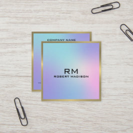 Rosa och blå metallisk guld-accent fyrkantigt visitkort