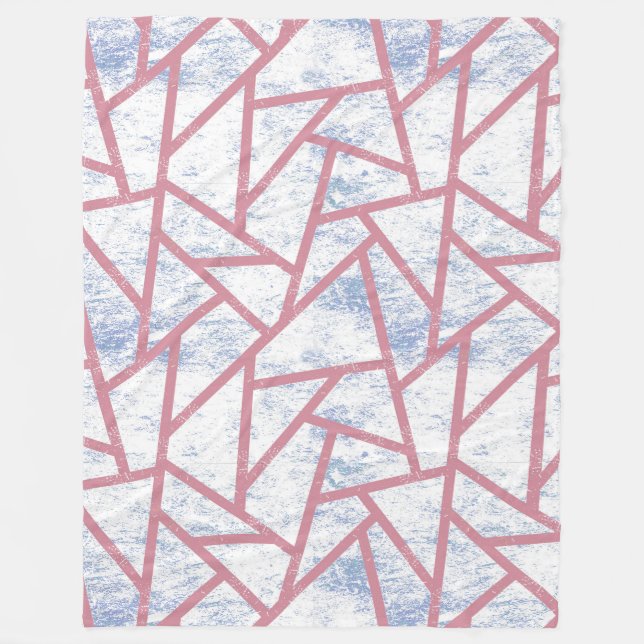 Rosa och blå mosaik mönster fleecefilt (Framsidan)