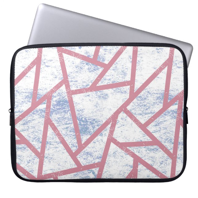 Rosa och blå mosaik mönster laptop fodral (Framsidan)