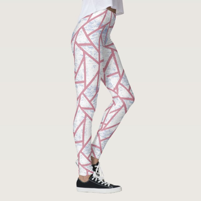 Rosa och blå mosaik mönster leggings (Höger)
