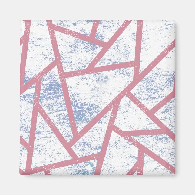 Rosa och blå mosaik mönster magnet (Framsidan)
