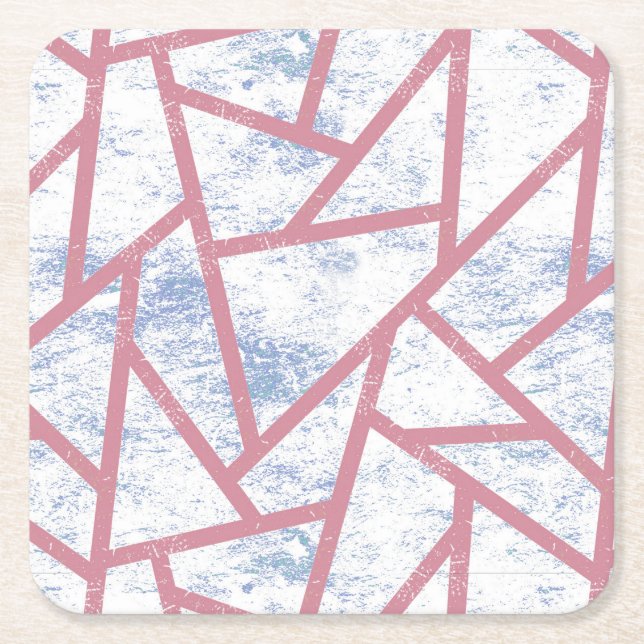 Rosa och blå mosaik mönster underlägg papper kvadrat (Framsidan)