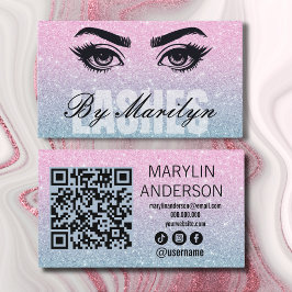 Rosa och Blå Ombre Glitter Lash Scannable Visitkort