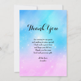 Rosa och blå pastellövertoning Himlar Tack Kort