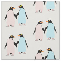 Rosa och blå Penguins som håller händer.