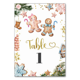 Rosa och Blå Pepparkakscookies Könsbestämning Bordsnummer