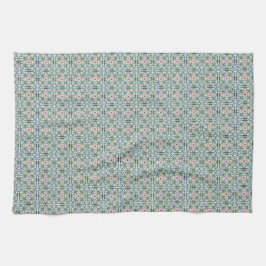 Rosa och Blå plattan Mönster Kökshandduk