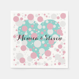 Rosa och blå prickiga cocktailservetter för fest pappersservett