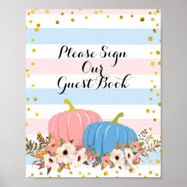 Rosa och blå Pumpkin Skriv under gästen Poster