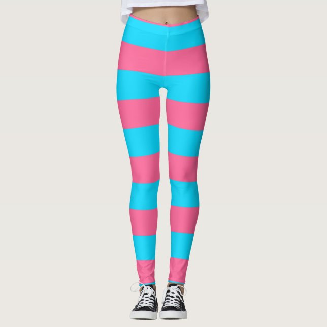 Rosa- och blå Rand-design Leggings (Framsida)